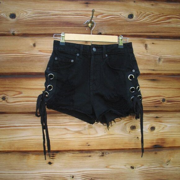 LF Carmar High Waist Side Lace Denim Jean Shorts - Picture 5 of 12